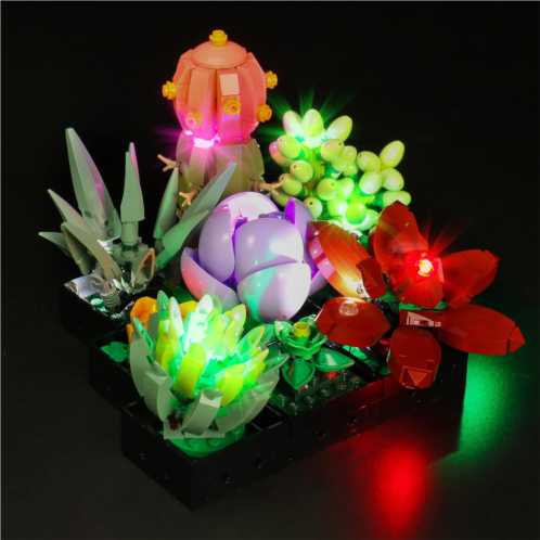 Gmokeft Compatible with Lego Icons Succulents Plant 10309 Artificial Flowers Set, LED Light Kit for Lego Decor Building Set Botanical Collection, Light up Your Flowers (Lights Only, No Mod