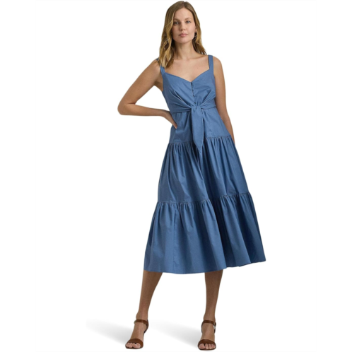 POLO Ralph Lauren LAUREN Ralph Lauren Cotton-Blend Tie-Front Tiered Dress