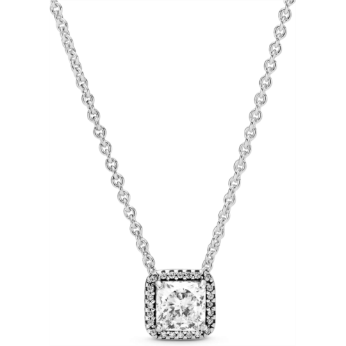 Pandora Jewelry Square Sparkle Halo Cubic Zirconia Necklace in Sterling Silver - Mothers Day Gift with Gift Box - 17.7