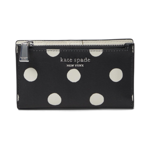 Kate Spade New York Morgan Sunshine Dot Printed PVC Small Slim Bifold Wallet