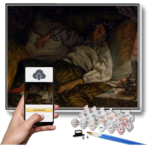 Hhydzq Paint by Numbers Kits for Adults and Kids A Reclining Lady Painting by James Tissot Arts Craft for Home Wall Decor