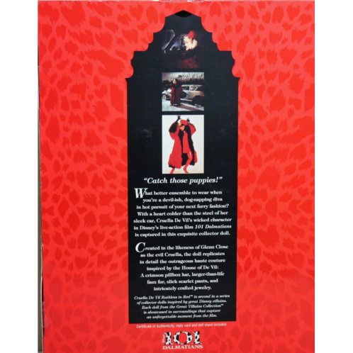Barbie Cruella De Vil Ruthless in Red Great Villains 101 Dalmatian Doll