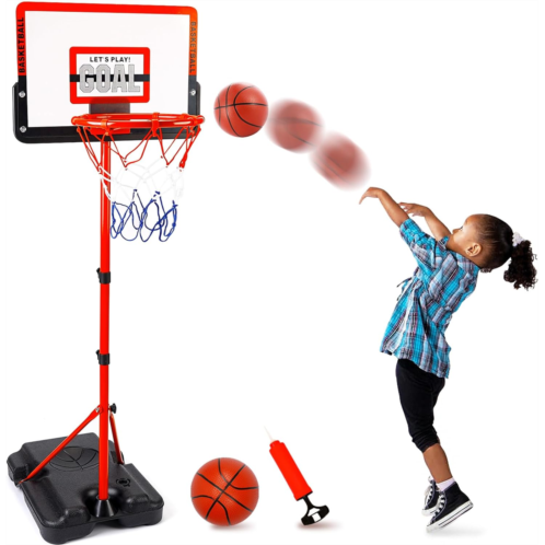 Peacurh Kids Basketball Hoop Indoor Adjustable Height 3.5ft-5.5ft Mini Toddler Basketball Hoop Outdoor Indoor Basketball Goal Backyard Outside Toys for 1 2 3 4 5 6 Year Old Boy Girl Gift f
