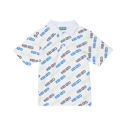 Kenzo Kids Short Sleeve Pique Polo with All Over Logo (Little Kids/Big Kids)
