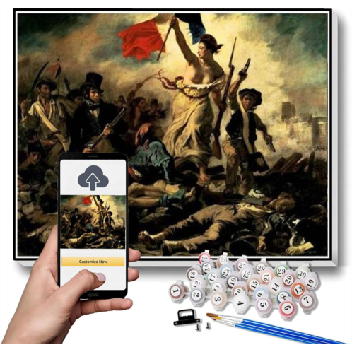 Hhydzq Paint by Numbers Kits for Adults and Kids The Liberty Leading The People Painting by Eugene Delacroix Arts Craft for Home Wall Decor