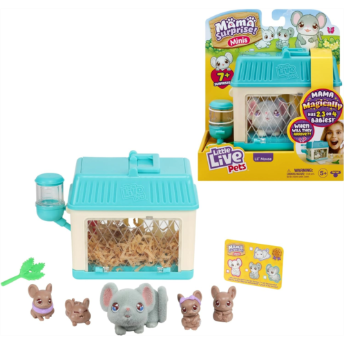 Little Live Pets - Mama Surprise Minis. Feed and Nurture a Lil Mouse. She has 2, 3, or 4 Babies with Surprise Accessories to Dress Up The Babies for Kids, Ages 5+