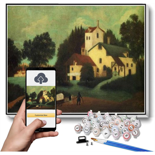 Hhydzq Number Painting for Adults Wagon in Front of The Mill Painting by Henri Rousseau Arts Craft for Home Wall Decor
