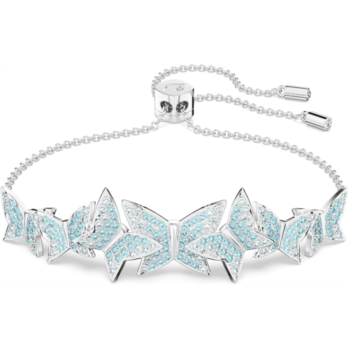 Swarovski Lilia Butterfly Necklace, Earrings, and Bracelet Crystal Jewelry Collection, Blue Crystals in a Rhodium Tone Finished Setting