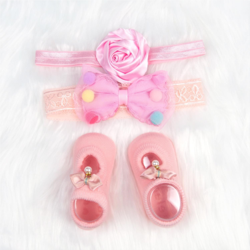 Pedolltree Reborn Dolls Shoes Accessories Socks & Headband Pink 3 Pcs Sets for 18-24 inch Reborn Baby Girl…