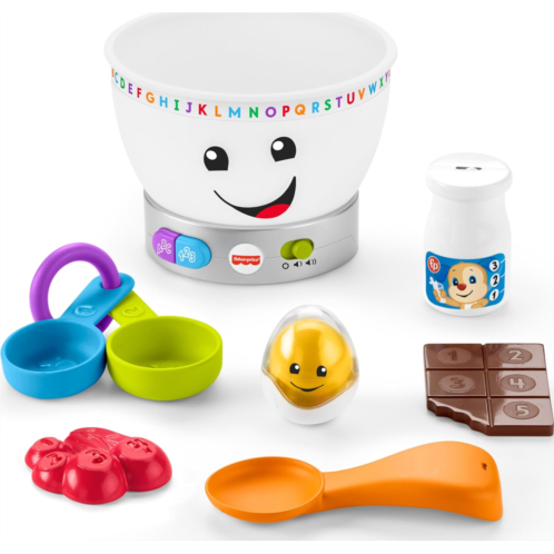 Fisher-Price Laugh & Learn Baby Learning Toy Magic Color Mixing Bowl With Pretend Food Music & Lights For Ages 6+ Months