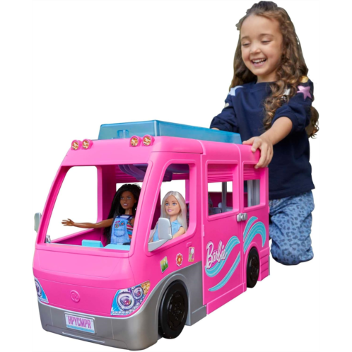 Barbie Camper, Doll Playset with 60 Accessories, 30-Inch-Slide and 7 Play Areas, Dream Camper