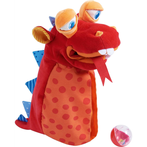 HABA Glove Puppet Eat it Up Dragon - Hand Puppet with Belly Bag to Eat Small Objects