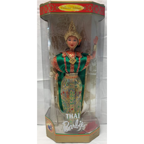 Barbie Year 1997 Collector Edition Dolls of The World 12 Inch Doll - Thai with Thailand Traditional Outfits, Cape, Jewelry, Headpiece, Hairbrush and Doll Stand