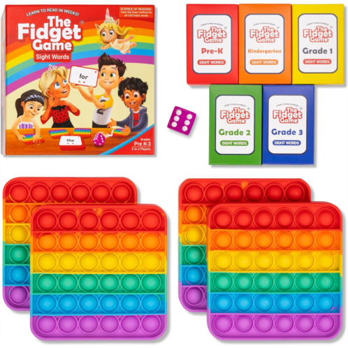 The Fidget Game Learn to Read in Weeks Master 220 High-Frequency Dolch Sight Words Curriculum-Appropriate Reading Game for Pre-K to Grade 3 - Popping Mats & Dice