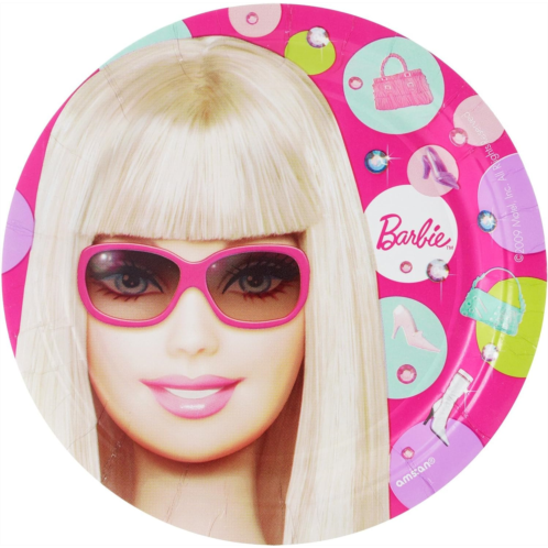 Amscan Barbie All Dolled Up 7-inch Paper Plates, 8-Count