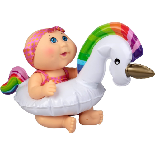 Wicked Cool Toys Cabbage Patch Kids Splash N Float Toy Doll for Pool, Beach, Bath & Swimming - It Really Floats in Water! - Baby with Unicorn Inflatable Tube - Summer Gift for Kids Ages 2+