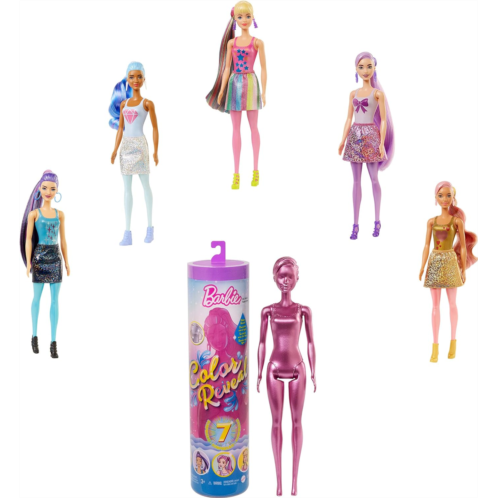 Barbie Color Reveal Doll & Accessories, Shimmer Series, 7 Surprises, 1 Barbie Doll (Styles May Vary)