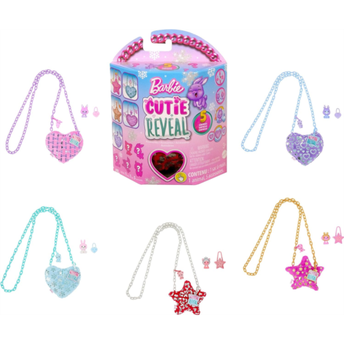 Barbie Cutie Reveal Travel Toys, Purse Collection with 7 Surprises Including Mini Pet & Color Change (Styles May Vary)