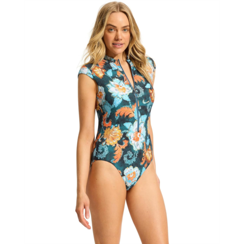 Seafolly Spring Festival Zip Front One Piece