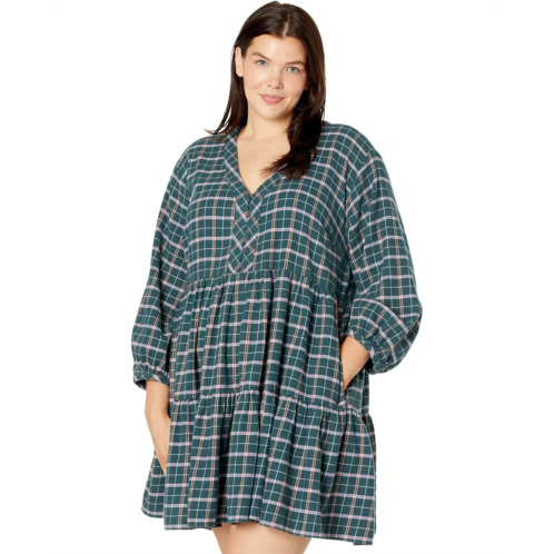 Madewell Plus Size Long Sleeve Button-Down Tiered Mini Dress