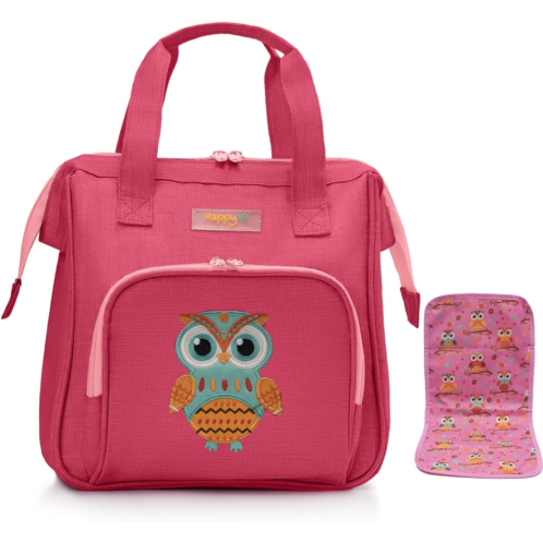 HappyVk- Baby Doll Diaper Bag with Doll Changing Pad- Handbag for girls- Owl Embroidery