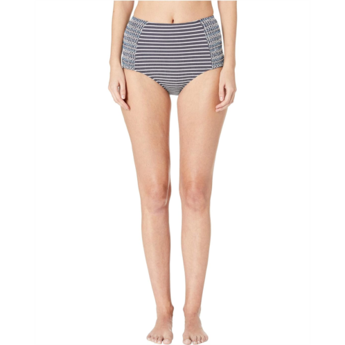 Jonathan Simkhai Striped Smocked High-Waisted Bikini Bottoms