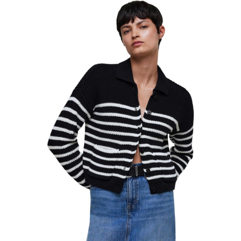 Madewell Ribbed Polo Cardigan Sweater in Stripe