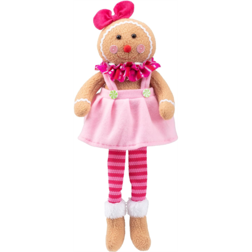 SCS Direct Christmas Gingerbread Plush Doll, 17 Girl Cute Shelf Decorations - Fun Kids Holiday Toy Elf Buddy, Decorate Your House Tree or Stocking with Soft Xmas Plushie