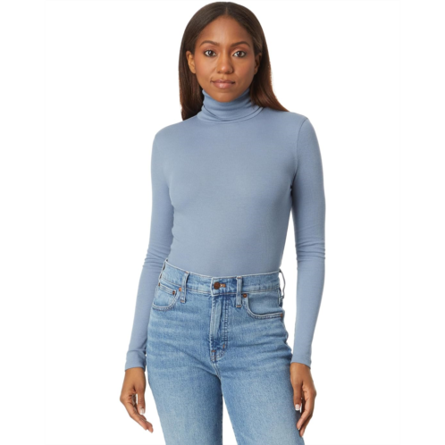 Madewell Cropped Turtleneck Top in Contrasting Stripe