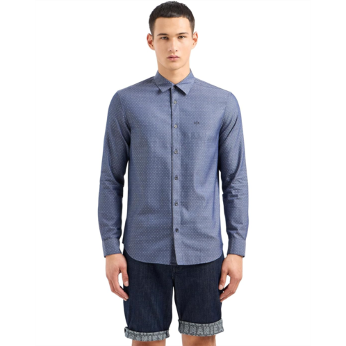 Armani Exchange Regular Fit Long Sleeve Micro Dots Button-Down Shirt