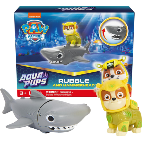 Paw Patrol, Aqua Pups Rubble and Hammerhead Action Figures Set, Kids Toys for Ages 3 and up