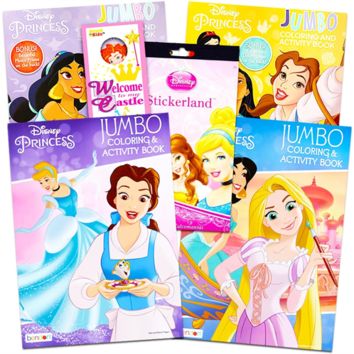 Disney Princess Coloring Book Super Set - Includes 4 Disney Princess Books Filled with Over 200 Coloring Pages and Activities and Over 175 Stickers