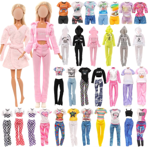 Barwa 8 Sets Doll Clothes Hooded Sports Suit Casual Outfits Tops and Pants Doll Pajamas for 11.5 inch Girls Doll