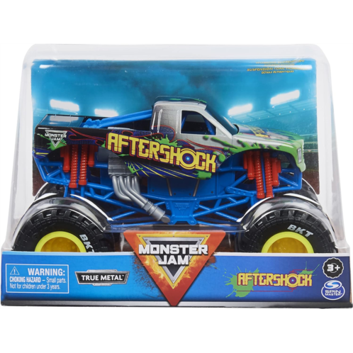 Spin Master Monster Jam Official Aftershock Monster Truck - Aftershock Collector 1:24 Scale Die-Cast Vehicle - Chrome Rims and BKT Tread Tires For Use In All Playsets - Collectible For Fans &