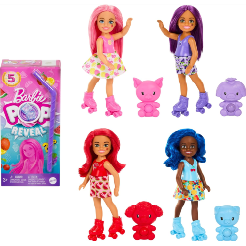 Barbie Pop Reveal Fruit Series Chelsea Doll with 5 Surprises Including Pop-It Pet, Scent & Color Change (Styles May Vary)