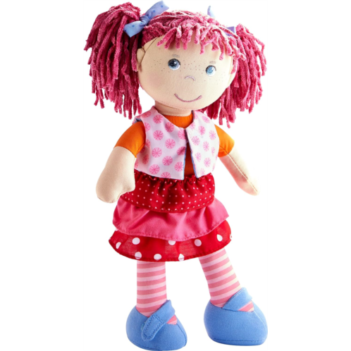 HABA Lilli-Lou 12 Soft Doll with Pink Hair in Pigtails, Blue Eyes and Embroidered Face for Ages 18 Months and Up