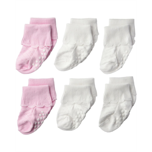 Jefferies Socks Non-Skid Scalloped Turncuff 6-Pack (Infant/Toddler)