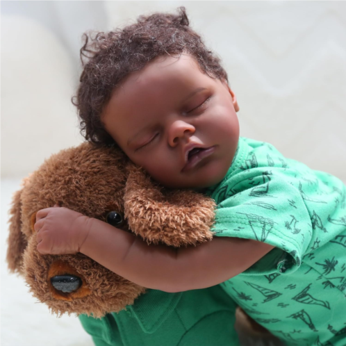 CHAREX Black Reborn Baby Dolls - 18 inch Realistic Newborn Baby Dolls African American, Real Life Baby Boy, Lifelike Reborn Baby Dolls Toys Gift Set for Children Age 3+