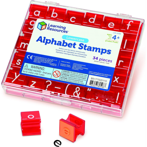 Learning Resources Lowercase Alphabet Stamps - 34 Pieces,Ages 4+, Teacher Stamps, Letter Stamps for Kids, Classroom and Teacher Supplies, ABC Stamps,Letter Stamps for Kids,Back to
