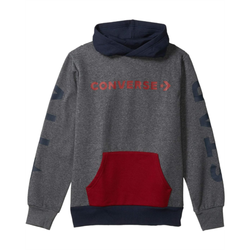 Converse Kids Wordmark Fleece Color Block Pullover Hoodie (Big Kids)