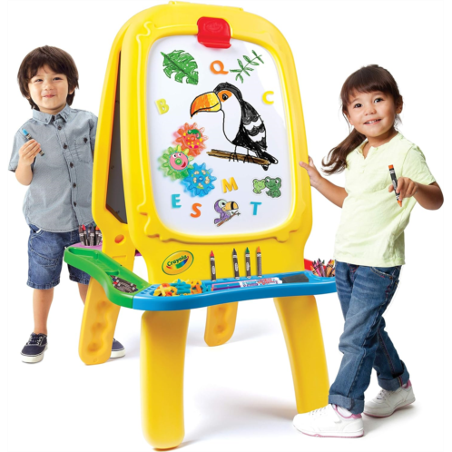Crayola: Deluxe Magnetic Double-Sided Easel - Dry Erase Includes Crayons, Stickers, Magnet Letters & Gears, Ages 3+