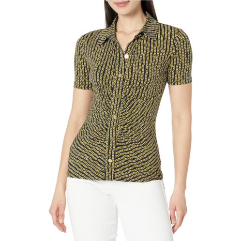 Michael Michael Kors Print Button Front Ruched Top