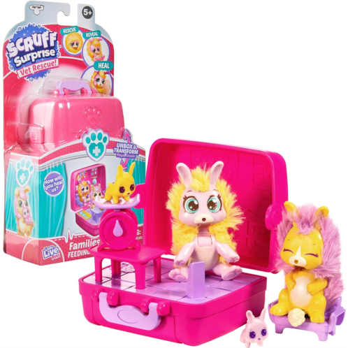 Little Live Pets Scruff Surprise Vet Rescue - Feeding Set with Bunny Family - Mini Collectible Scruff-a-Luvs, Multicolor, 30086