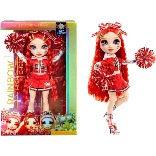 Rainbow High Cheer Ruby Anderson ? Red Cheerleader Fashion Doll with 2 Pom Poms and Doll Accessories, Great Gift for Kids 6-12 Years Old