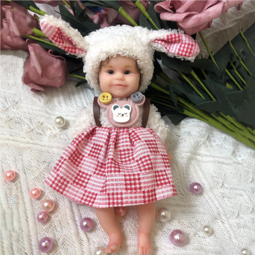 Idoreborn 6 Inches Mini Silicone Reborn Baby Dolls Hand Painted Full Silicone Babies with Gift Box Accessories Kits (Maddie)