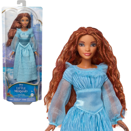 Mattel Disney the Little Mermaid Ariel Fashion Doll on Land In Signature Blue Dress, Toys Inspired by Disneys the Little Mermaid