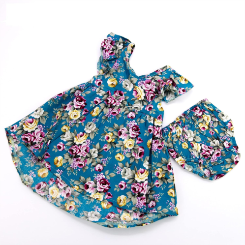 Medylove Reborn Dolls Clothes Accessories Blue Floral Dress Outfit 22-24 Inch Reborn Toddler Baby Girl Dolls Clothing