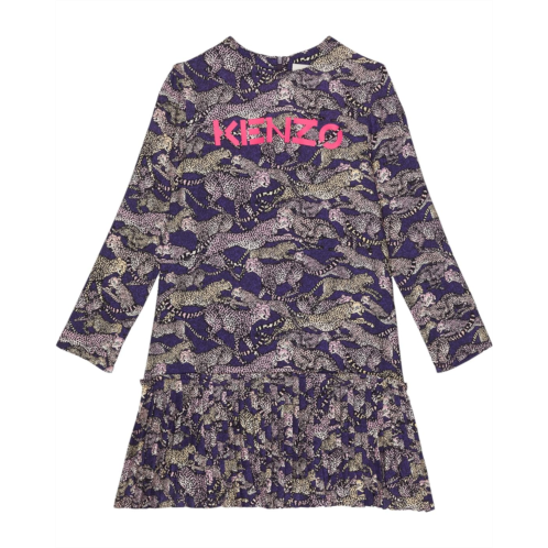 Kenzo Kids Leopard Print Long Sleeve Dress (Big Kids)