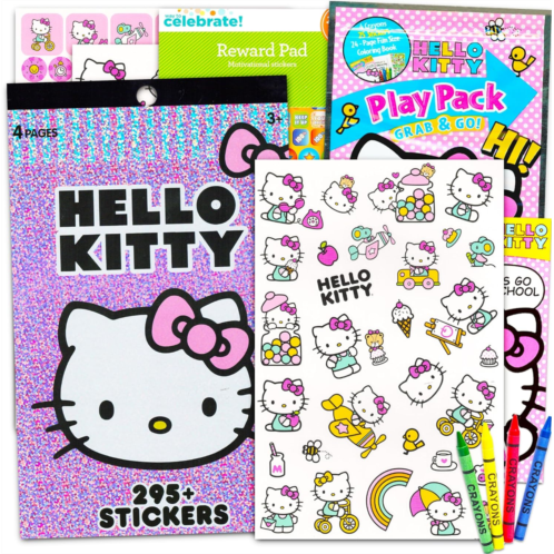 Hello Kitty Stickers Travel Activity Set Bundle with Over 300 Stickers and 12 Activity Pages (Hello Kitty Party Supplies)