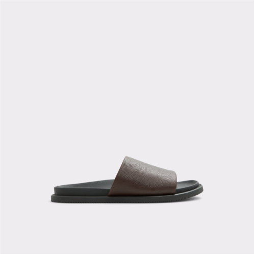 ALDO Gentslide Dark Brown Leather Pebble Mens Sandals & Slides